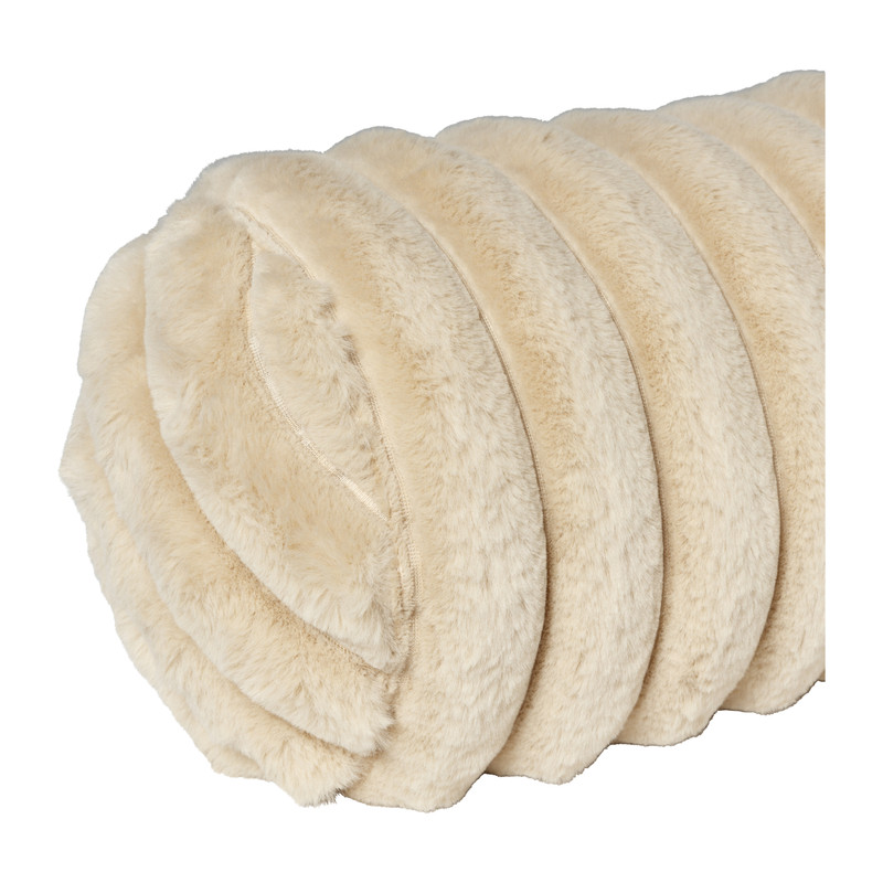 Bolster kussen rib - beige - ø15x45 cm