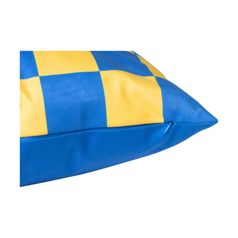 Kussen geblokt - geel/blauw - 45x45 cm