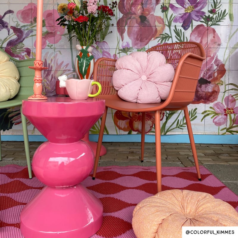 Kussen bloem - roze - ø42 cm