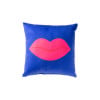 Kussen lippen - blauw/roze - 30x30 cm
