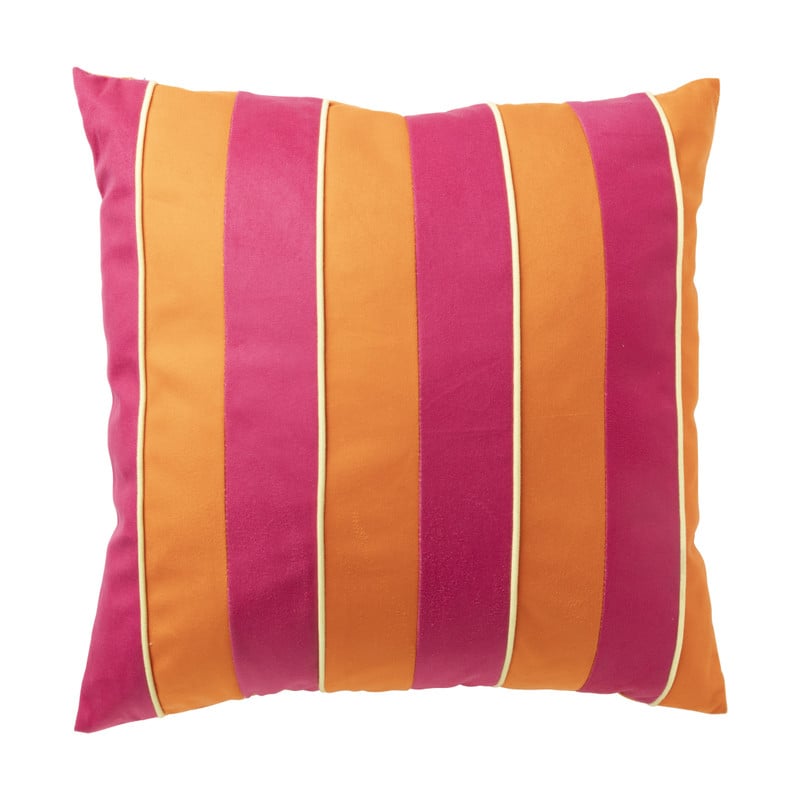 Kussen streep - roze/oranje - 45x45 cm