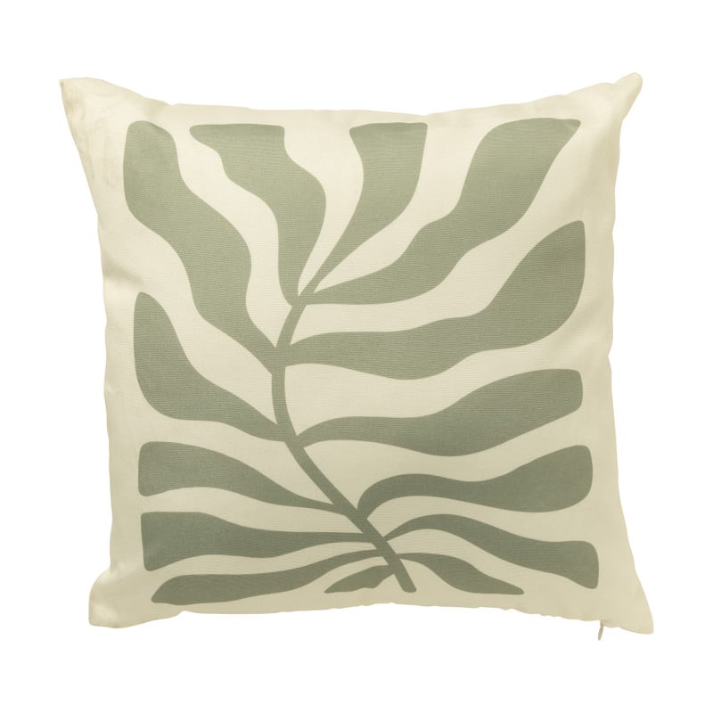 Kussen organisch blad - groen/beige - 45x45 cm