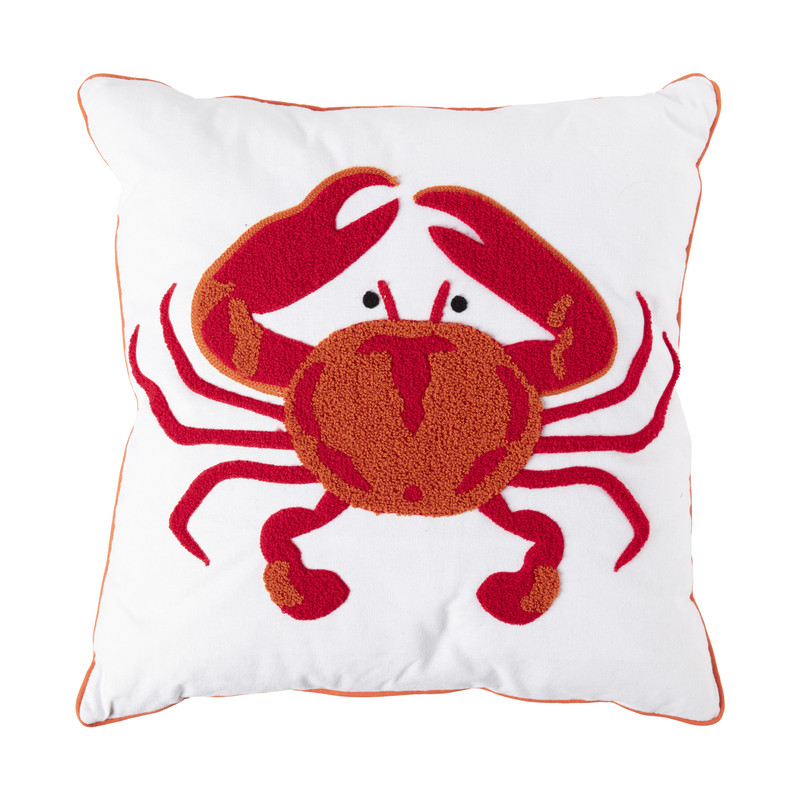 Kussen krab - rood/wit - 45x45 cm