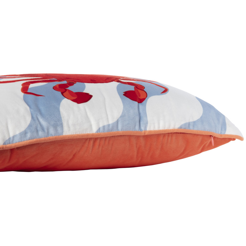 Kussen krab - rood/blauw - 27x45 cm