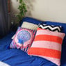Kussen teddy streep - rood/oranje - 45x45 cm