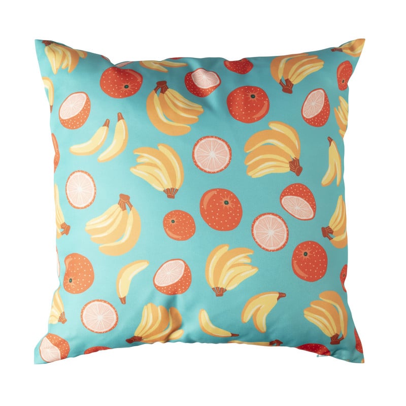 Kussen banaan & manderijn - blauw/geel - 45x45 cm