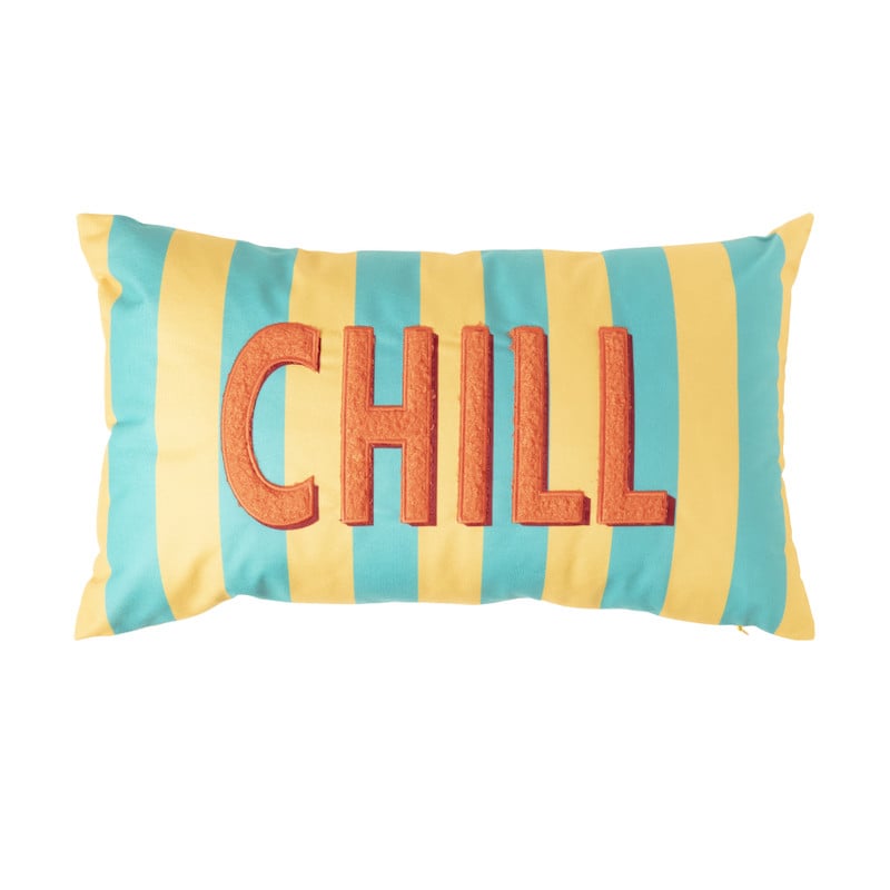 Kussen chill - geel/blauw - 30x50 cm