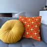 Kussen jacquard bloemen - oranje - 45x45 cm