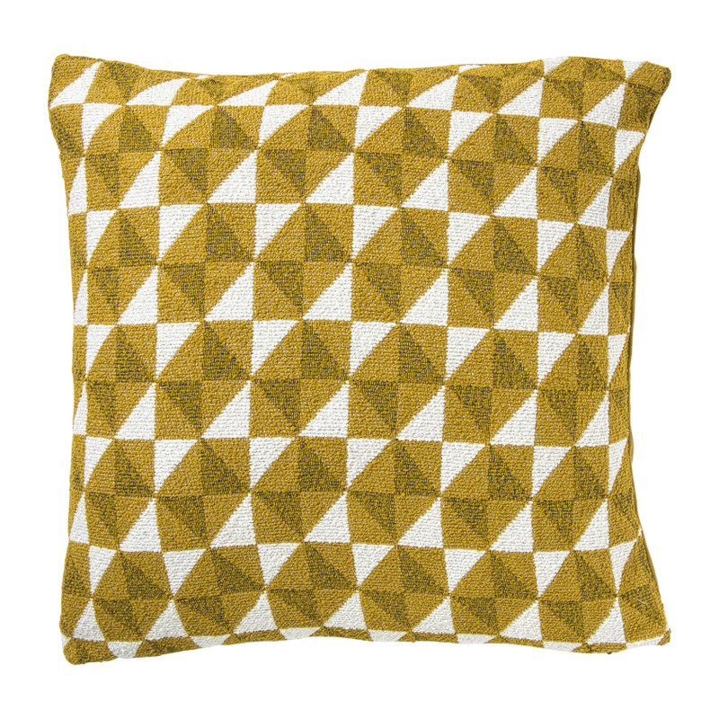 Kussen jacquard driehoek - geel - 45x45 cm