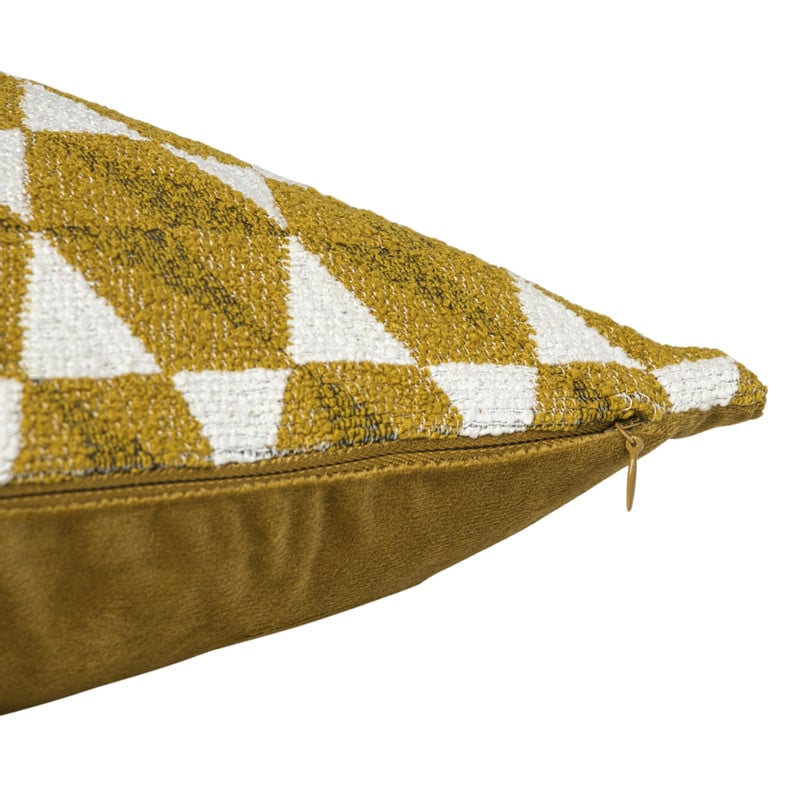 Kussen jacquard driehoek - geel - 45x45 cm