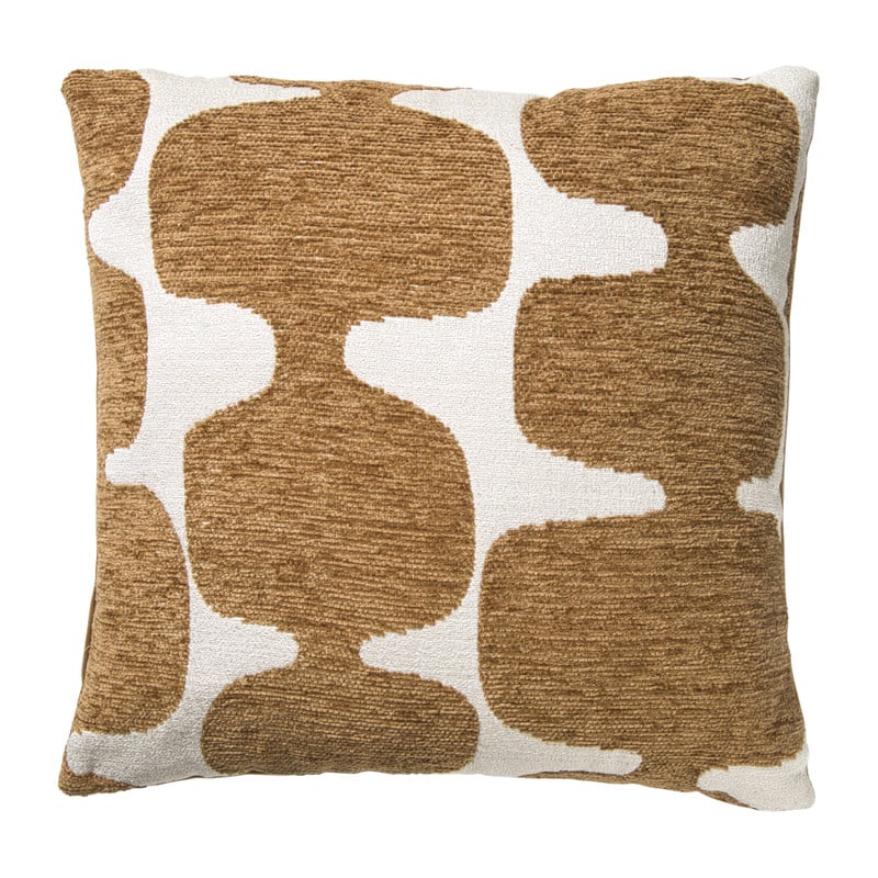 Kussen jacquard organisch - bruin/wit - 45x45 cm