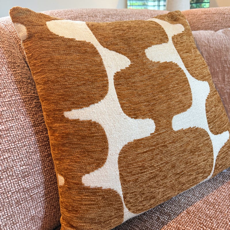 Kussen jacquard organisch - bruin/wit - 45x45 cm