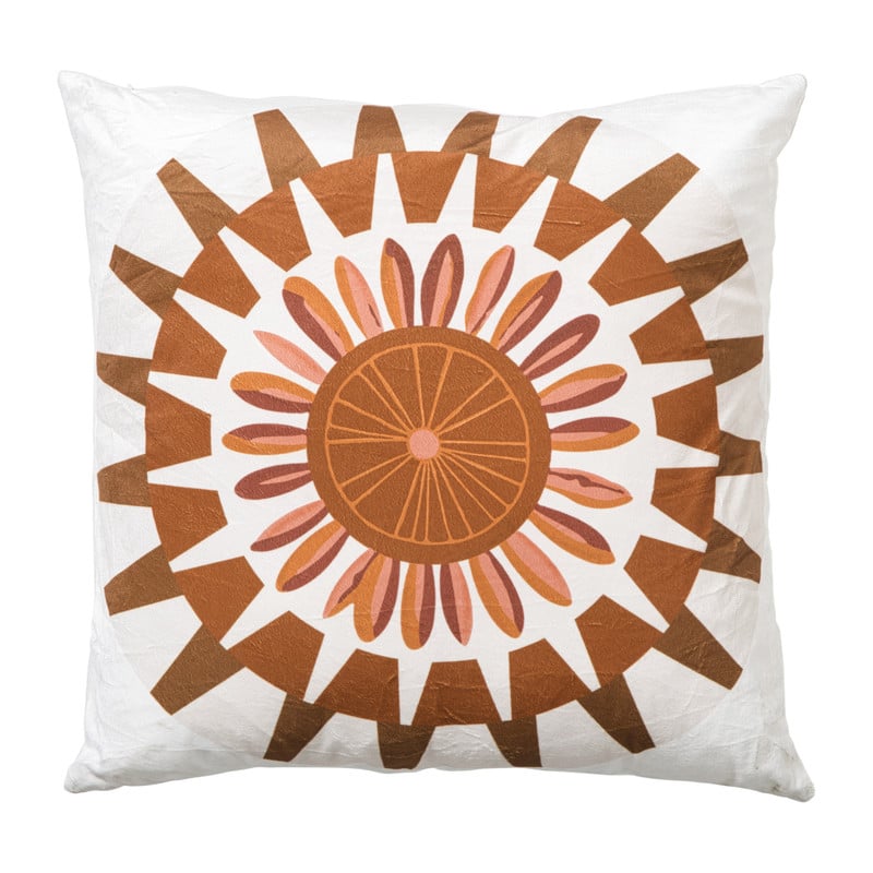 Kussen zon velvet - oranje - 45x45 cm