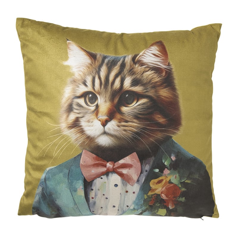 Kussen kat - multikleur - 45x45 cm