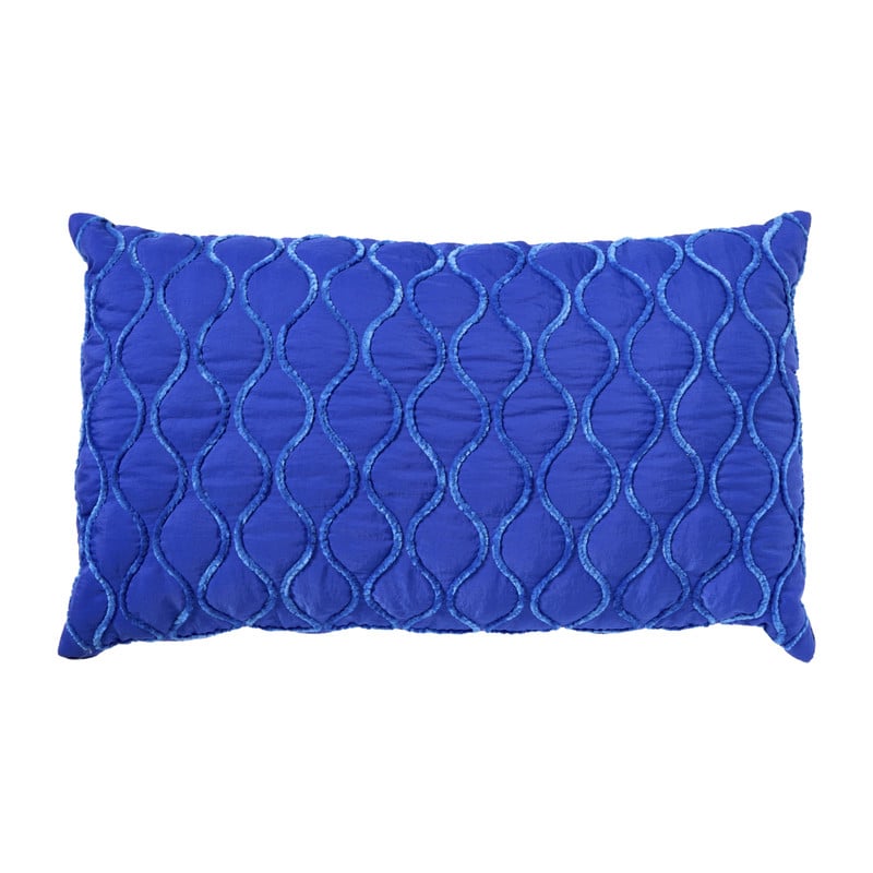 Kussen met piping - blauw - 30x50 cm