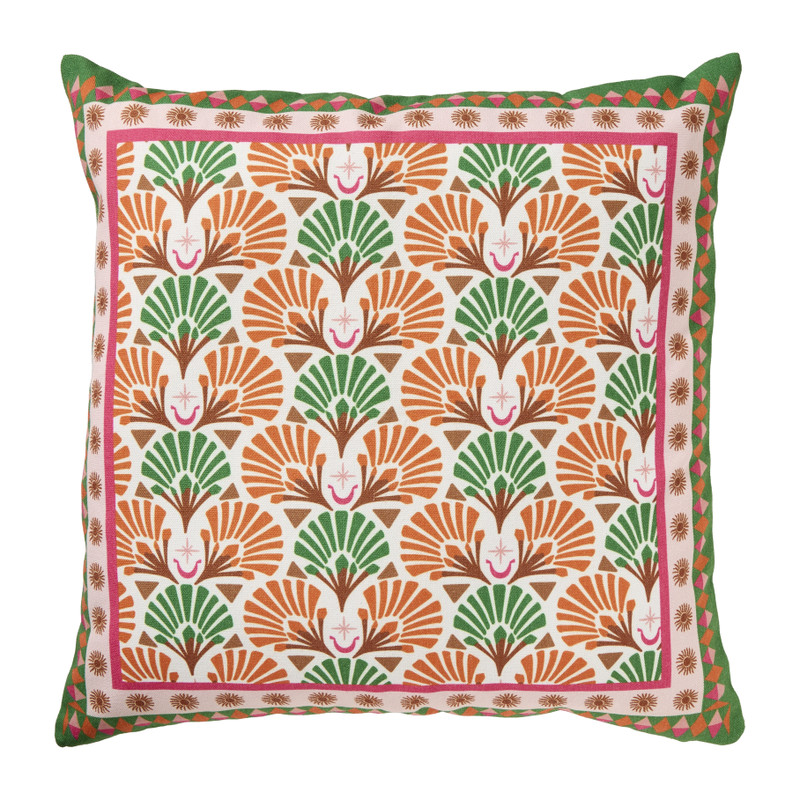 Kussen print bloem - multikleur - 45x45 cm