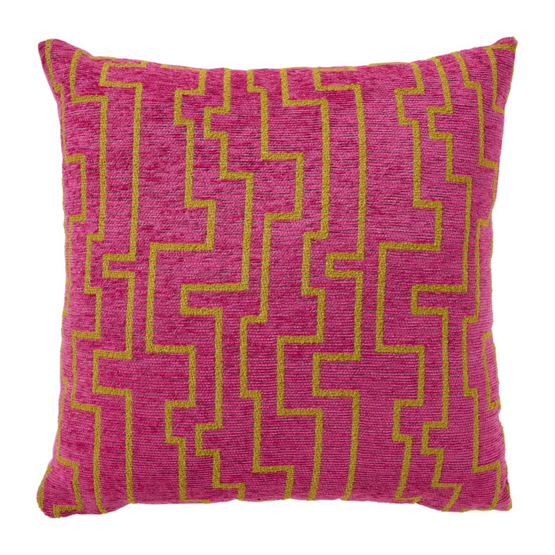 Kussen lijnen - roze/geel - 45x45 cm