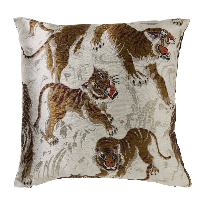 Kussen tijger metallic - zilverkleurig - 45x45 cm