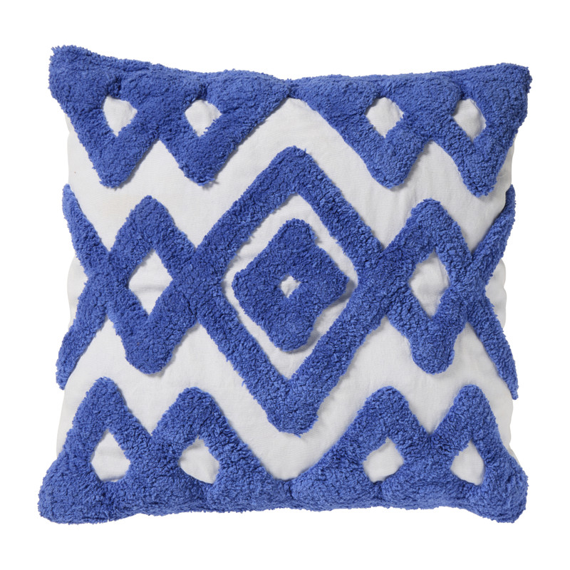 Kussen tufted - blauw - 45x45 cm