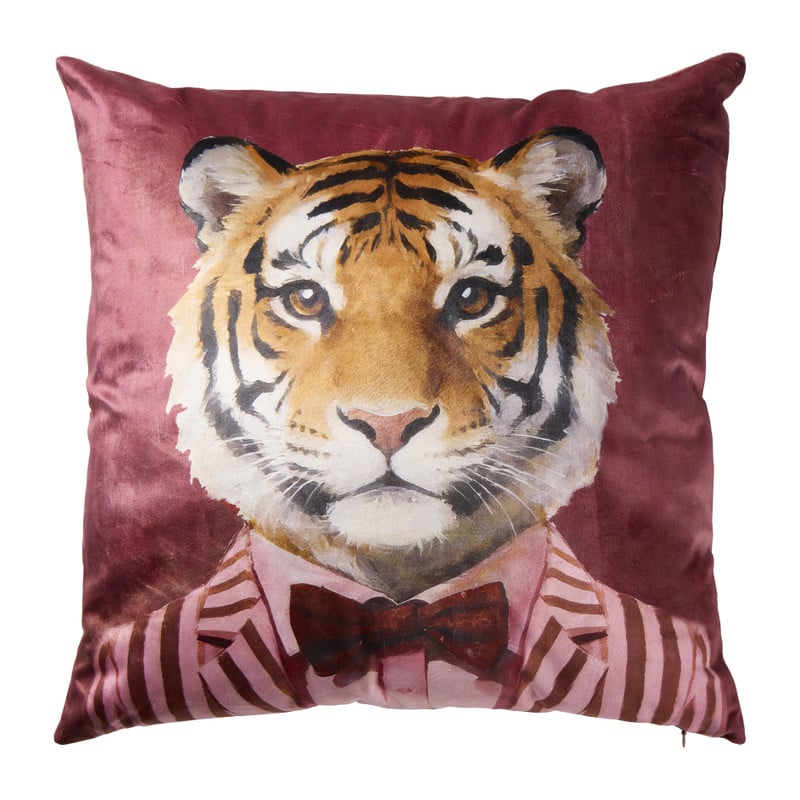 Kussen tijger - roze - 45x45 cm