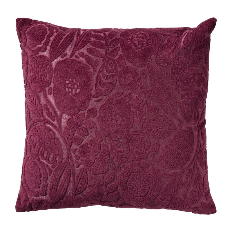 Kussen bloemenprint - bordeaux rood - 45x45 cm 