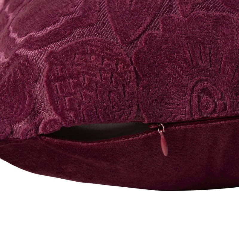 Kussen bloemenprint - bordeaux rood - 45x45 cm 