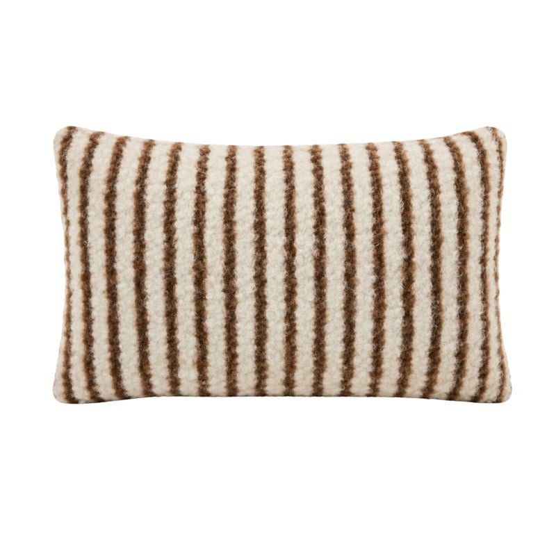 Kussen fluffy streep - beige/bruin - 30x50 cm 