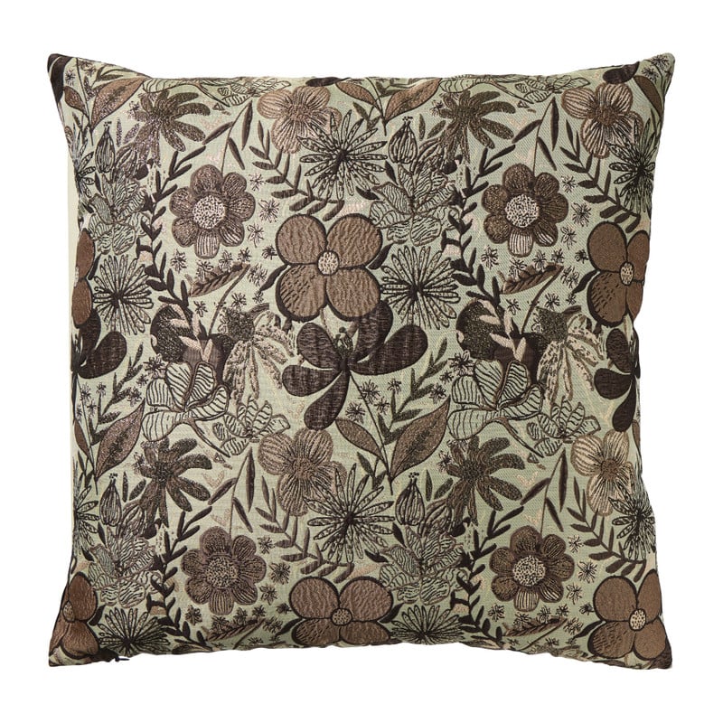 Kussen herfstprint jacquard - bruin/beige - 45x45 cm 