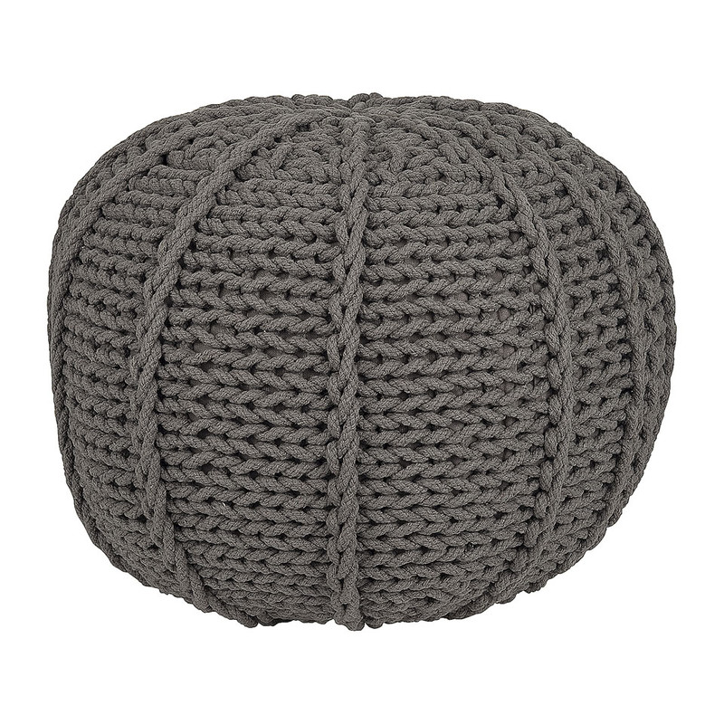 Poef gebreid - grijs - 50x35 cm