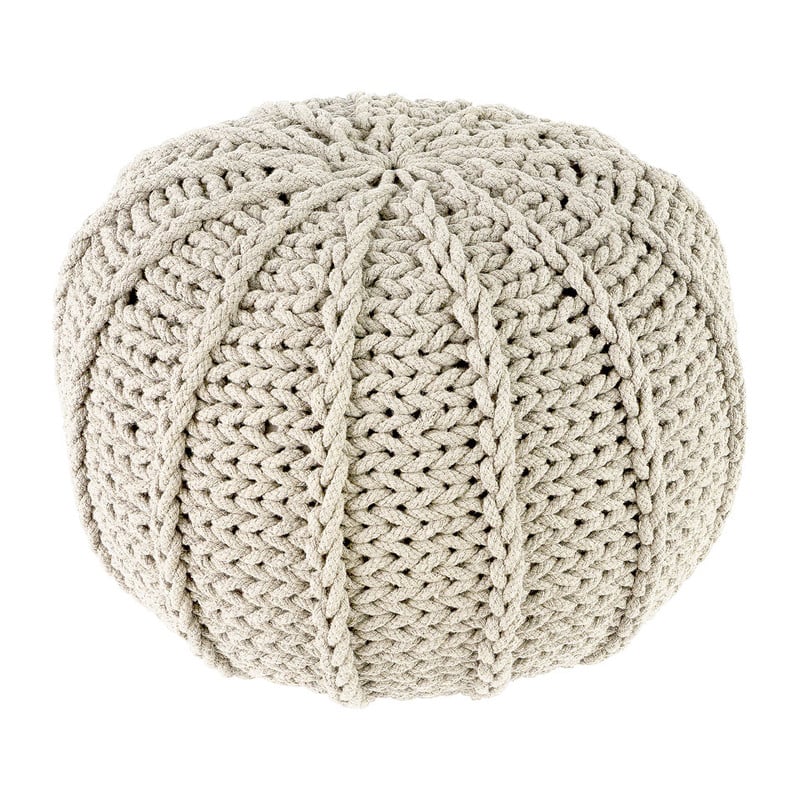Poef gebreid - naturel - 50x35 cm 