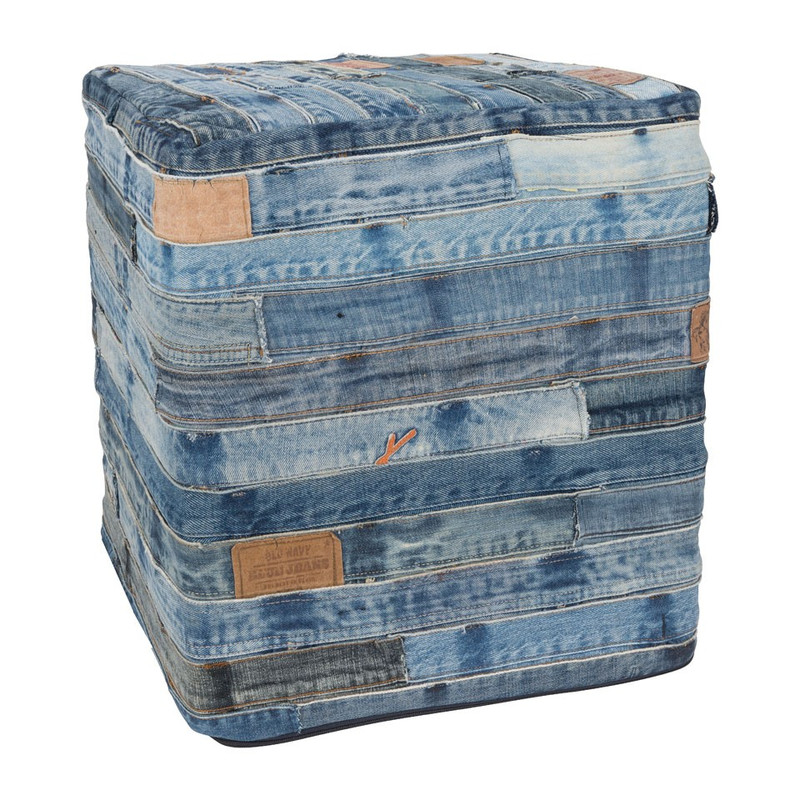 Poefje jeans - 40x40x45 cm