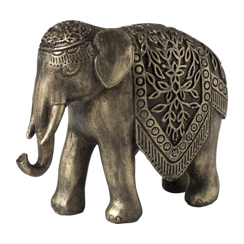 Olifant - goudkleurig - 11x14x5 cm