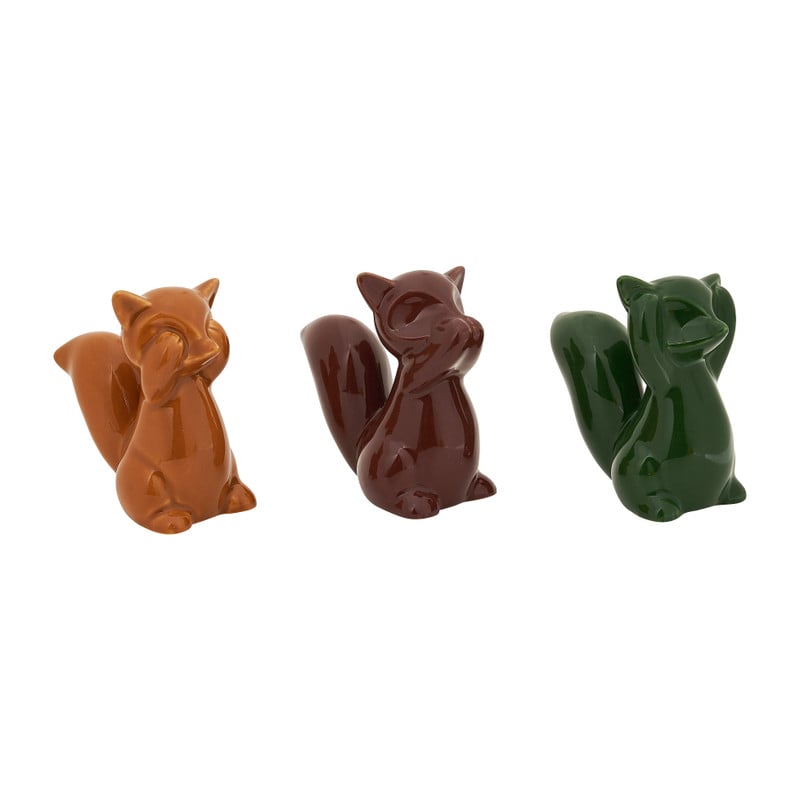 Horen zien en zwijgen - vosjes set - 5X9X9 cm 