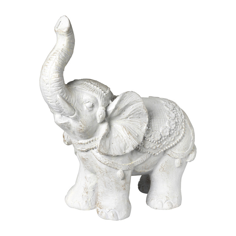 Olifant - wit/goud - 36x17.5x40 cm 