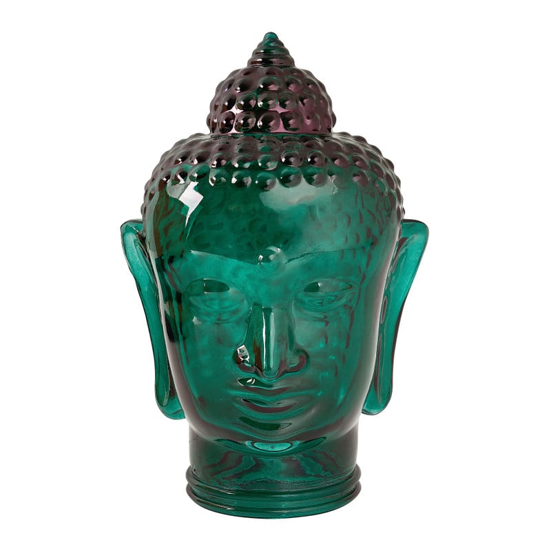 Buddha hoofd glas - groen - 16x14x23 cm