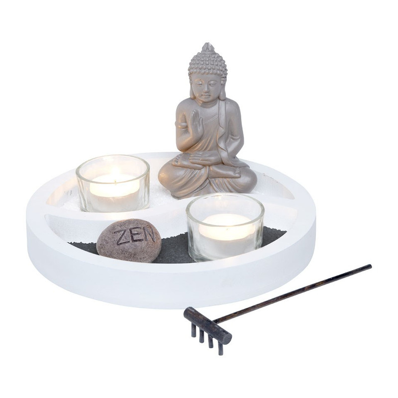 Boeddha set rond wit