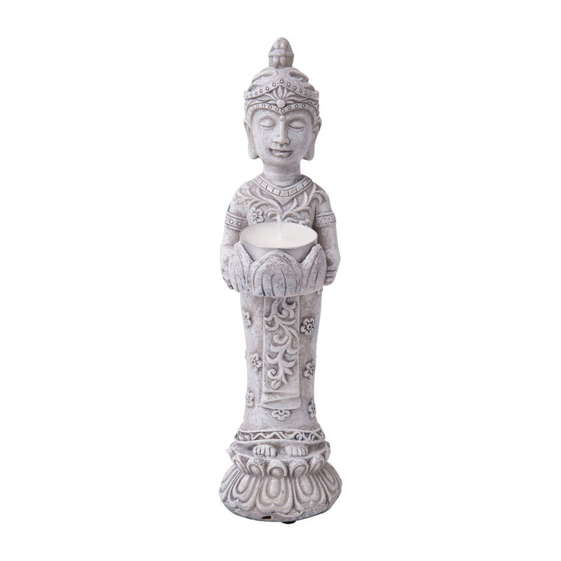 Boeddha staand + theelichthouder - 25 cm