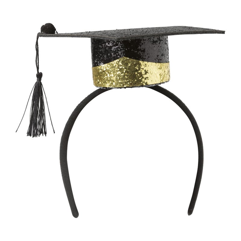 Tiara afstudeerhoedje - zwart/goud 