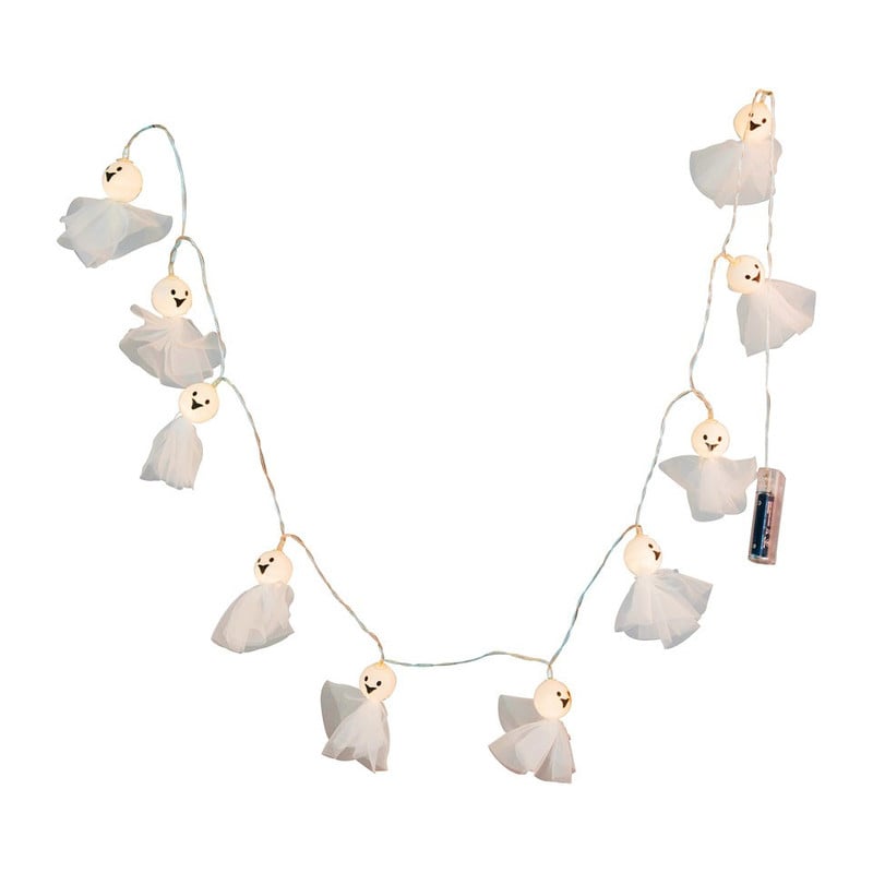 Licht guirlande spookje met tulle - 10 lampjes