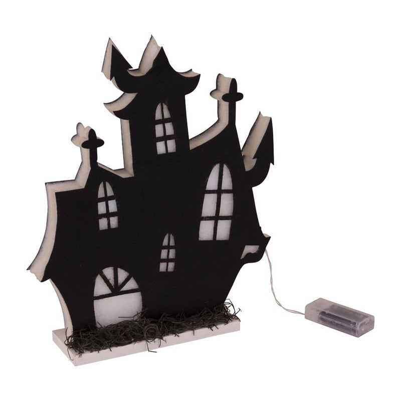 Spookhuis met verlichting - 34x28 cm