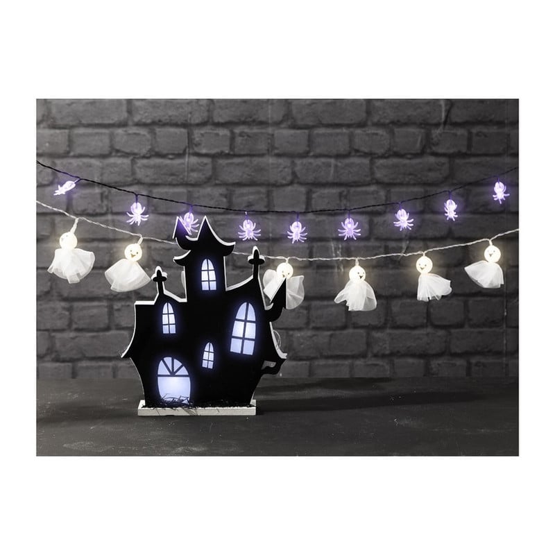 Spookhuis met verlichting - 34x28 cm