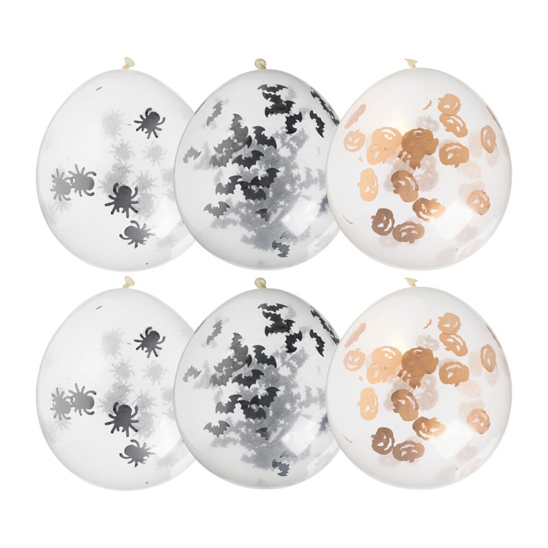 Confetti ballon halloween - transparant - 6 stuks