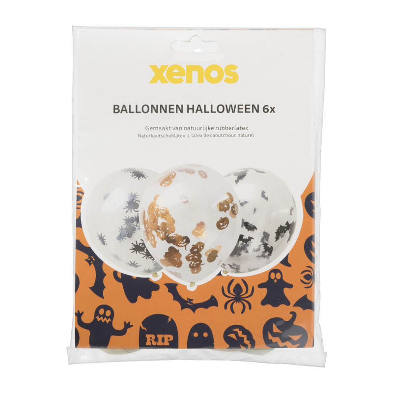 Confetti ballon halloween - transparant - 6 stuks