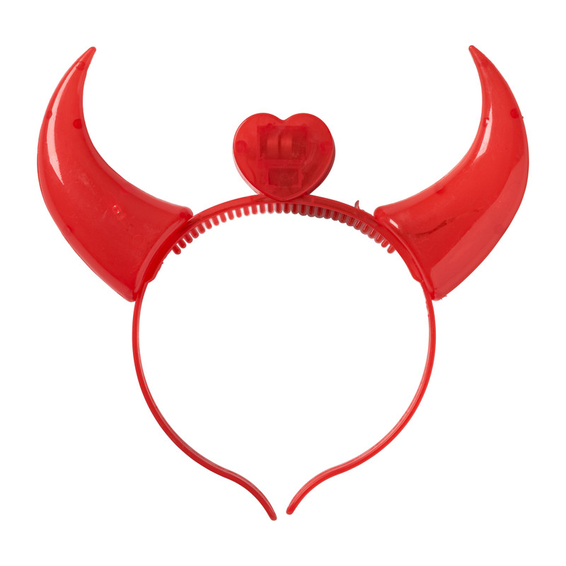 Haarband duivel led - rood - 18x20 cm