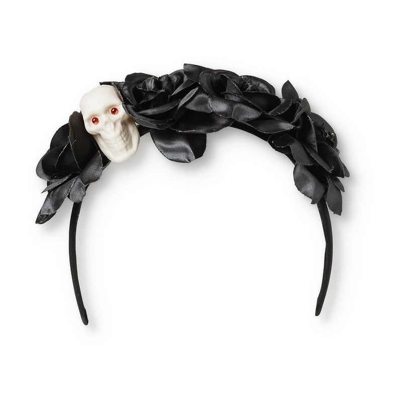 Haarband rozen en doodshoofd
