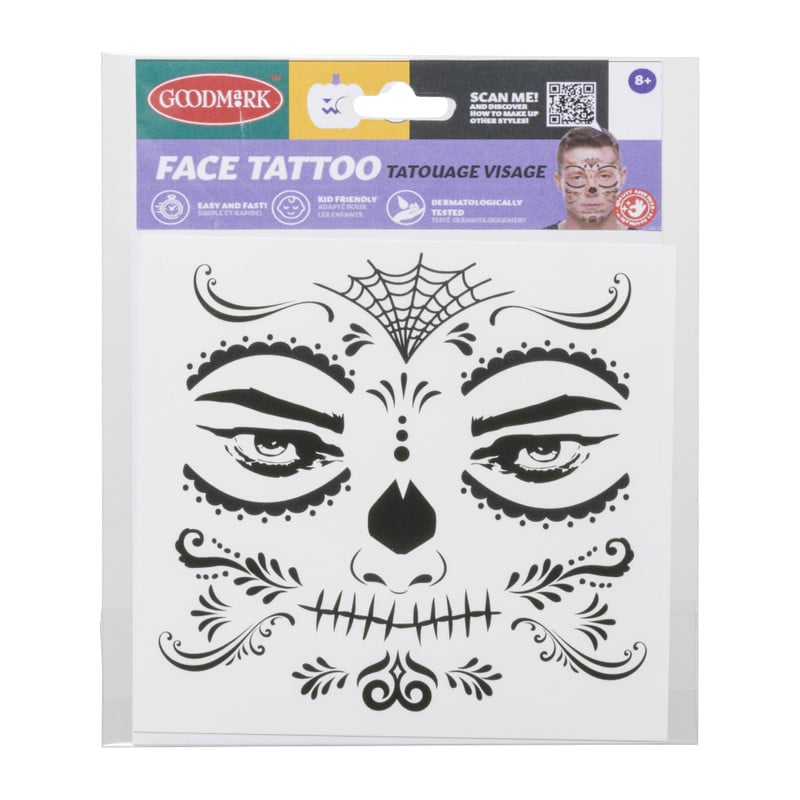 Tattoo gezicht - diverse varianten - 14x18x0.1 cm