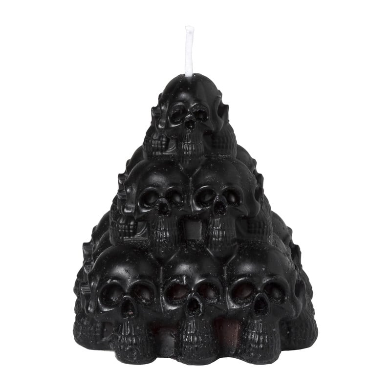 Bloedende kaars skelet pyramide - zwart - 7x7x7 cm
