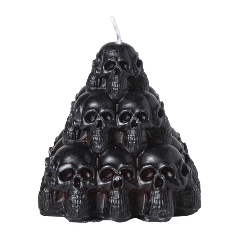 Bloedende kaars skelet pyramide - zwart - 7x7x7 cm