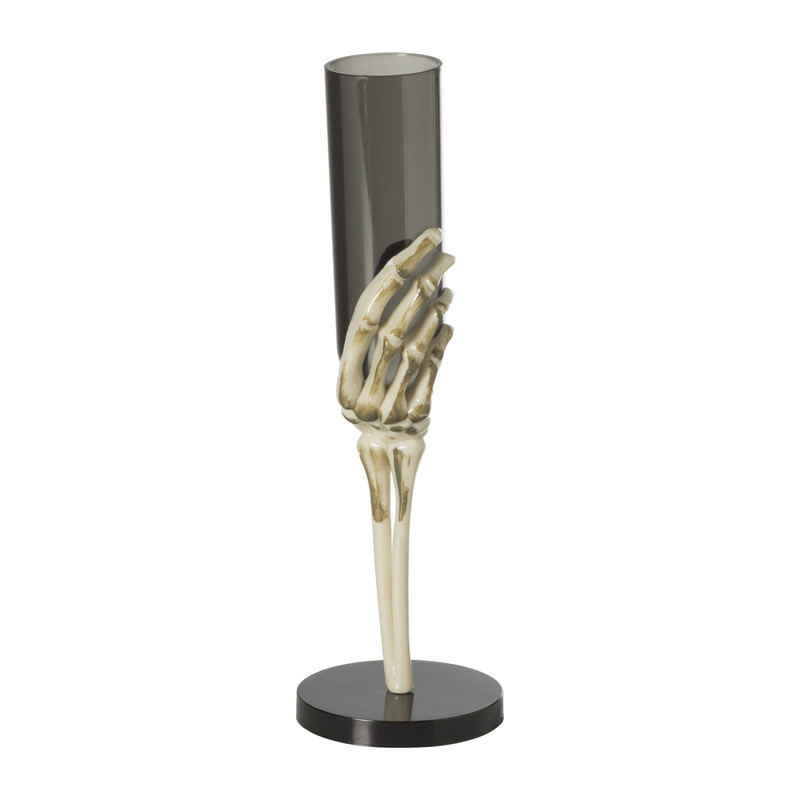 Flute skelethand zwart - plastic - ø6.5x21 cm
