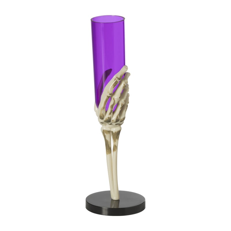 Flute skelethand paars - plastic - ø6.5x21 cm